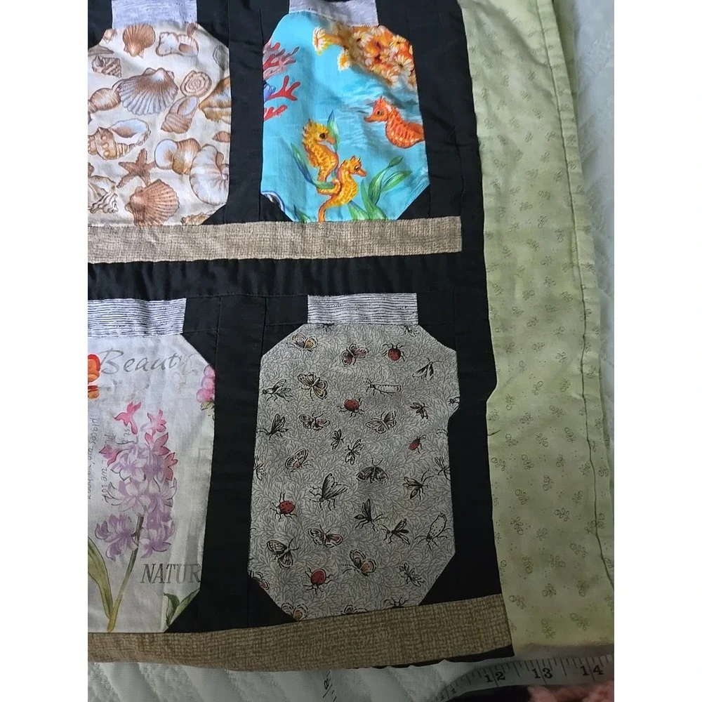 Hand Crafted Art Quilt Sarasota Memory Jars Seashore Beach Summer Ocean  33